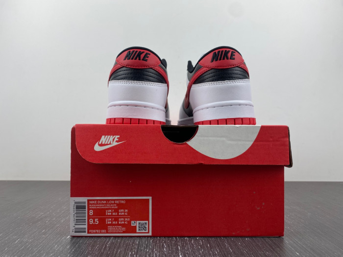 nike dunk low white black university red fd9762-061