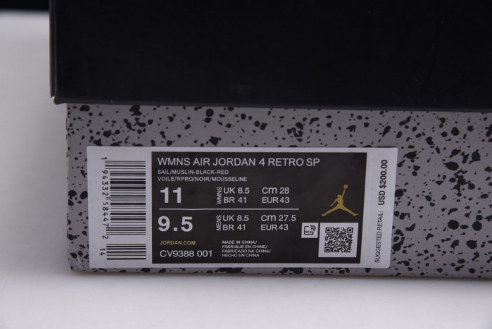 ow x air jordan 4 “bred” cv9388-001