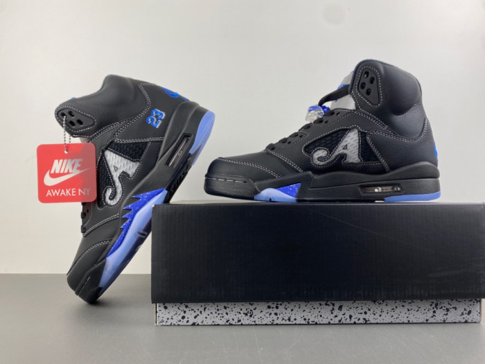 Awake NY x Air Jordan 5 Black Racer Blue DV4982-004