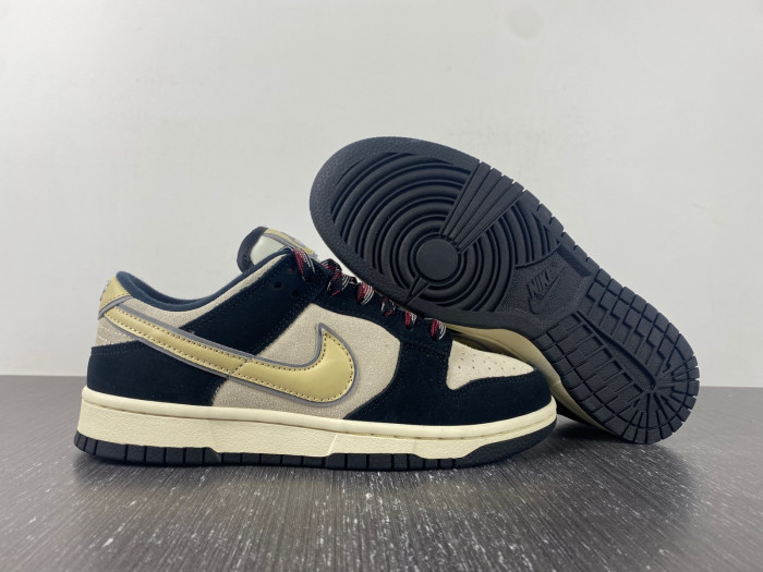 nike dunk low lx black suede team gold dv3054-001