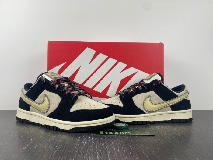 nike dunk low lx black suede team gold dv3054-001