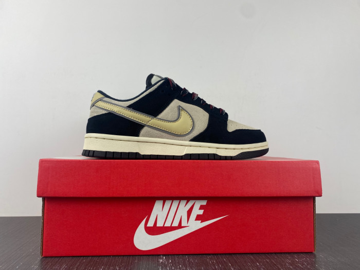 nike dunk low lx black suede team gold dv3054-001